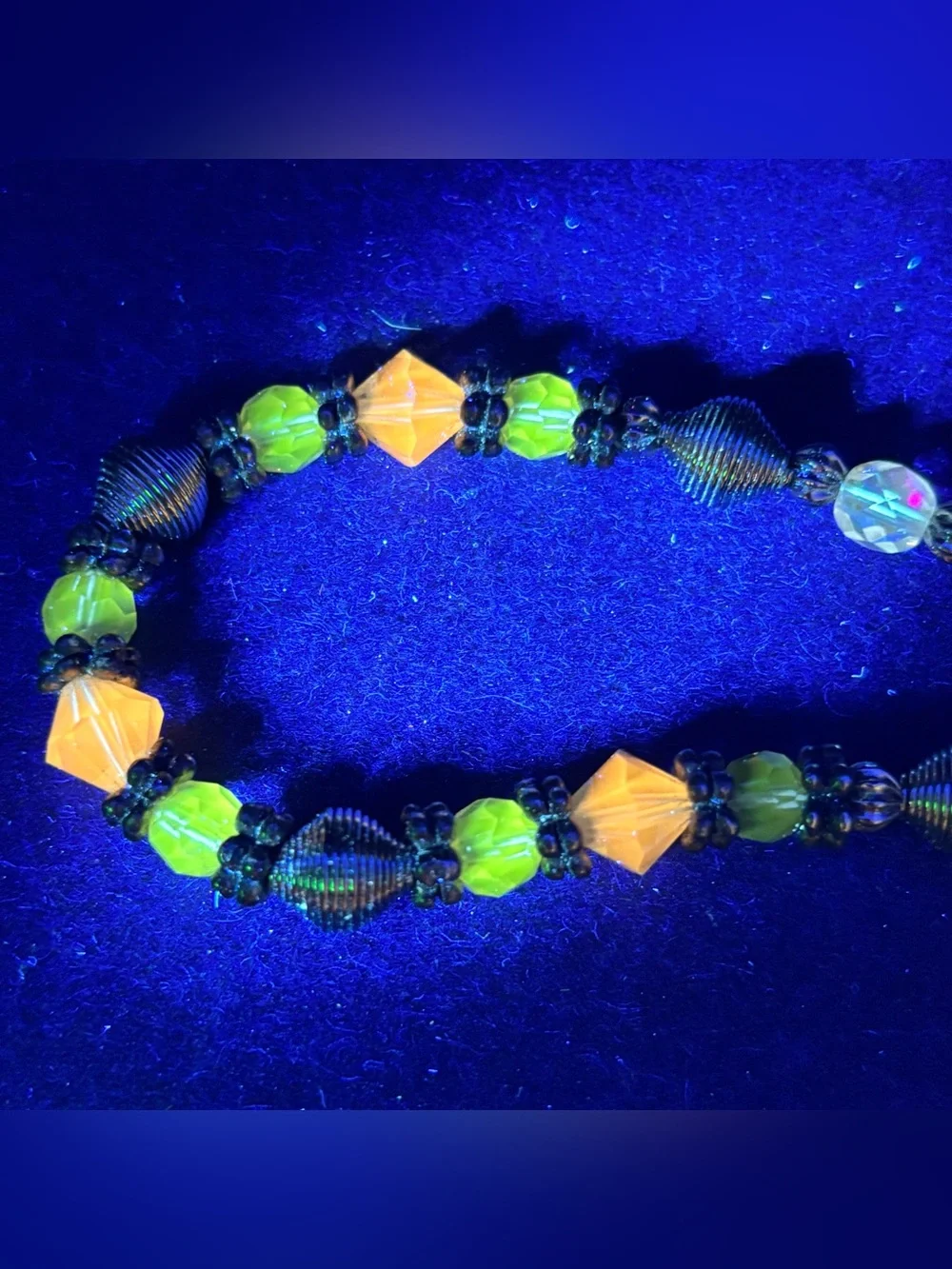 Glass Crystal Beaded Toggle Bracelet Purple Teal AB 7